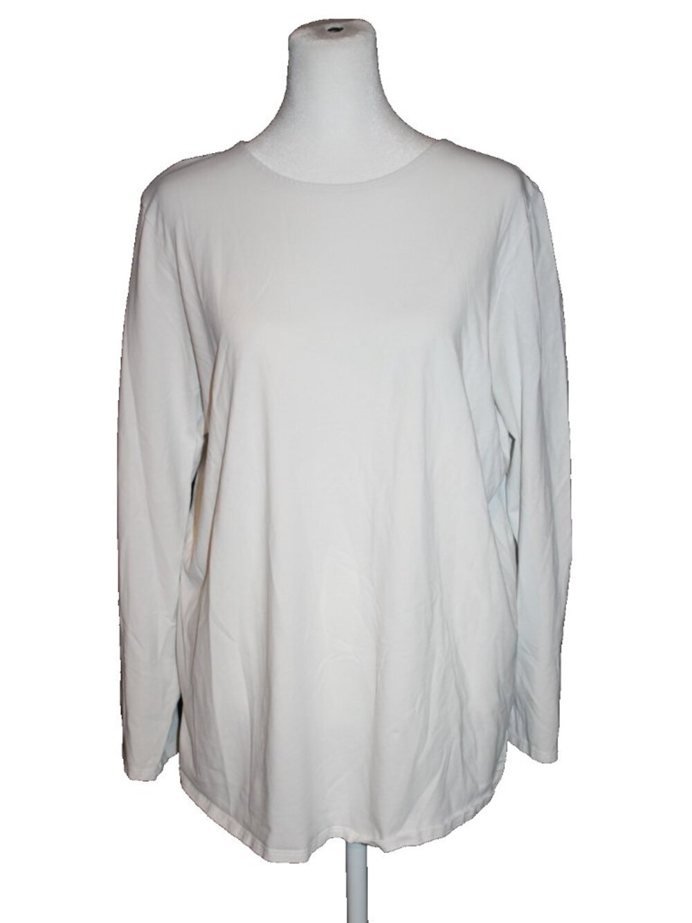 J Jill Top Women's Size XL White Pima Stretch Cotton Shirt Tail Tee Long Sleeve